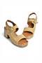 Y996793502 Beige Suede Thick Heeled Women's Shoes - 7