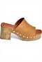 Y996594002 Tan Suede Thick Heeled Women's Slippers - 5