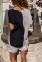 Women's Two-Color Deep V-Neck, Low Sleeve, Cross Maya Crepe Loose Blouse 7003572187 - 2
