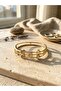 Tree of Life Figured Triple Line Gold Color Stainless Steel Clamp - 2