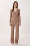 Buttoned Ribbed Knitted Cardigan Pajama Set Lrn0016 Beige - 2