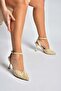 Y752044206 Beige Lace Thin Heeled Women's Shoes - 2