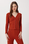 Buttoned Ribbed Knitted Cardigan Pajama Set Lrn0016 Tiles - 3