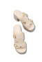 Siri Viven Women's Heeled Slippers 0012703 Beige Leather Textured - 3