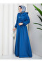 Buttoned Detailed, Specially Designed Collared Women's Denim Dress, Hijab Ferace - 3