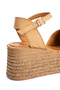 Women's Genuine Leather Wedge Heeled Sandals 6356 Caramel - 5