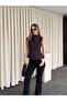 Brown Adjustable Belted Buttoned Blouse - 70265 - 4