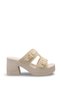 Siri Viven Women's Heeled Slippers 0012703 Beige Leather Textured - 4