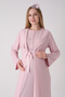 Maternity Nightgown and Dressing Gown Set, Jacquard Textured Lace, Buttoned, Breastfeeding, Cotton Viscose, 2-Piece - 3