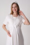 Maternity Nightgown Set - Lace Embroidered Cotton Maternity Nightgown and Dressing Gown 2-Piece Set - 2
