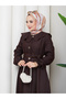 Buttoned Detailed, Specially Designed Collared Women's Denim Dress, Hijab Ferace - 2