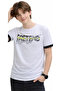 Boy's Fretend White Color Short Sleeve T-Shirt with Lettering and Picture Pattern on the Front and Back - 4