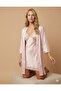 Elegant Powder Satin Nightgown & Lace Detailed Robe Set - 3