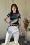 Striped Gathered Waist Body - 6
