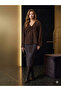 Women's Bitter Brown Tassel Detailed Loose Cut Textured Kimono Blouse
