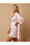 Elegant Powder Satin Nightgown & Lace Detailed Robe Set - 2