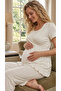 New Season Ecru Summer Double-Breasted Collar Design Short Sleeve Maternity Pajama Set 3-Piece Set - 2