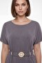 Women's Gray Summer Top and Bottom Set with Belt and Accessories - 3