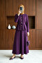 Pleated Buttoned Skirt Crepe Suit - Plum
