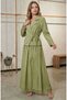 Lace Detailed Tie-Front Skirt and Jacket Double Linen Set