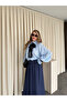 Blue Collared Shirt with Tie and Sleeve Detail - 102277 - 5