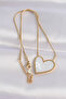 316L Steel Chain Gold Color Marble Pattern Heart Necklace - 2