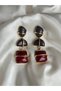 Burgundy-Smoked Natural Stone Dangle Bohemian Earrings - 2