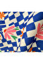 Maximalist Blue Checkered Pattern Flowers Upholstery Fabric 100X140 cm (Cushion Cover Brunner Tablecloth Etc) - 3
