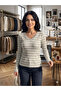 V-Neck Striped Knitwear Crop - 2