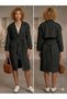 Women's Trench Coat Women's Black Color Trench Coat with Sleeve Shoulder Epaulettes - 2