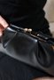 Black Women's Chain Strap Evening Dress Bag Stylish Minimal Draped Clip-On Clutch Wedding Engagement Event Evening Handbag - 8