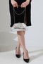 Silver Women's Chain Strap Evening Dress Bag Stylish Minimal Draped Clip-On Clutch Wedding Engagement Event Night Clutch Bag