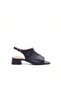 Black Genuine Leather Women's Sandals Daily Stylish Heeled Comfortable Shoes