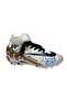 041-26 Men's Sock-Fitted Astroturf Spiked Football Boots White Black - 2