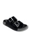 4005-1-26 Siimli Printed Leather Double Buckle Anatomical Women's Slippers