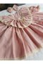 Powder Cream Lace Muslin Dress - 5