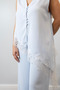 Blue Asymmetrical Cut Lace Detailed Belted Women's Top and Bottom Set - 6