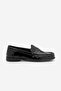 Women's Genuine Leather Oval Toe Moccasin Stitched Drawstring Loafer Casual Shoes Ozena Black Patent Leather - 3