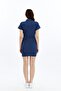 Women's Denim Mini Dress with Zipper Front and Belt Detail - 7
