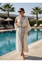 Handmade Süzene Embroidered Beach Kaftan, 60% Linen 40% Cotton , Breathable and Quick-Drying Fabrics - 3