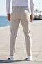 Men's Cream Color Casual Lycra Stretch Fabric Trousers - 3