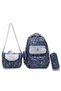 Girl's School Bag Set of 3 Gray Patterned Shiny Cover Backpack with Lunch Pencil Case - 2