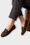 Stoned Tassel Wooden Detail Stylish Casual Women's Ballerinas Brown - 2