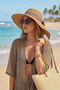Women's Leopard Belted Wide Brim Straw Hat with Bow Detail Beach Hat - 2