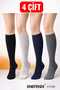 Women's 4-Piece Cotton Knee Socks Black Gray Navy Blue Smoked 36-40 Seasonal Trouser Socks