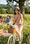 Women's Wide Brim Straw Hat with Bow Detail and Tulle Beach Hat - 7