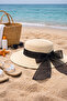 Women's Wide Brim Straw Hat with Bow Detail and Tulle Beach Hat - 4
