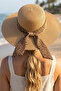 Women's Leopard Belted Wide Brim Straw Hat with Bow Detail Beach Hat - 2