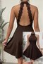 New Season Women's Off-The-Shoulder Turtleneck Short Imported Crepe Dress with Lace Detail on the Back