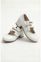 Girls' Ballerina Shoes with Bow and Velcro, White, Daily Stylish, Comfortable, Orthopedic Ballerinas - 5